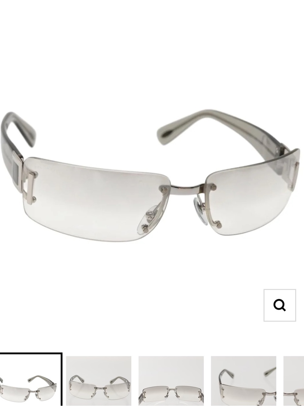 Vintage BVLGARI silver gradient y2k Rimless Sunglasses with case